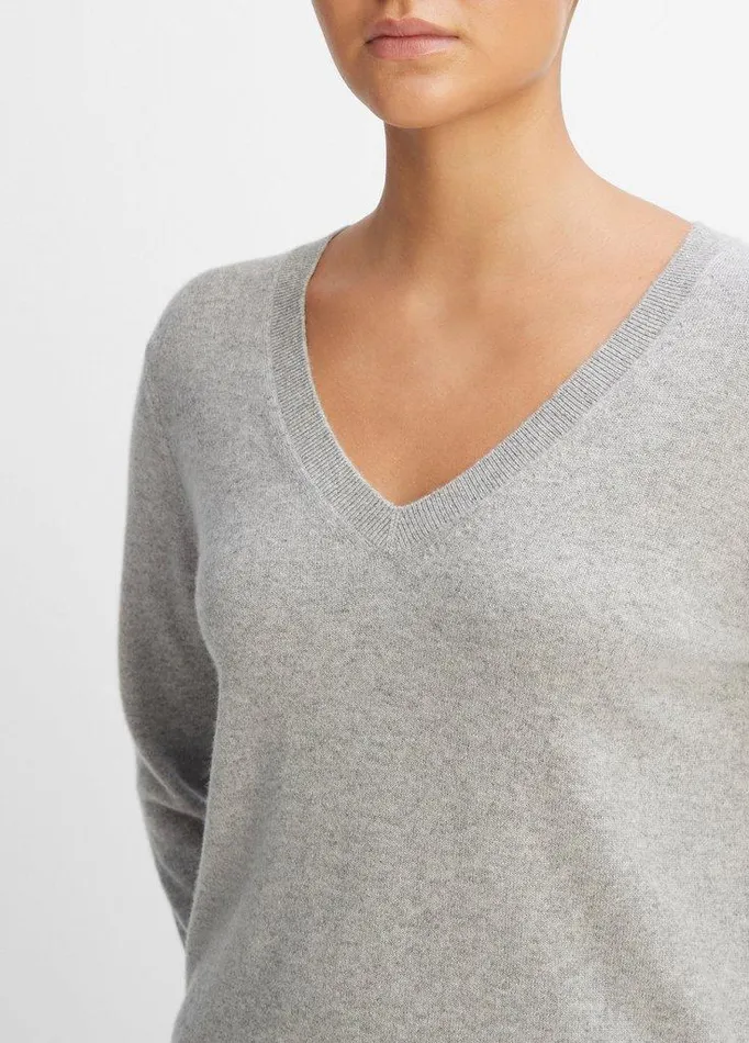 Sweaters Women Vince Cashmere Weekend VNeck Sweater Heather Steel Sweaters Women Vince Cashmere Weekend VNeck Sweater Heather Steel