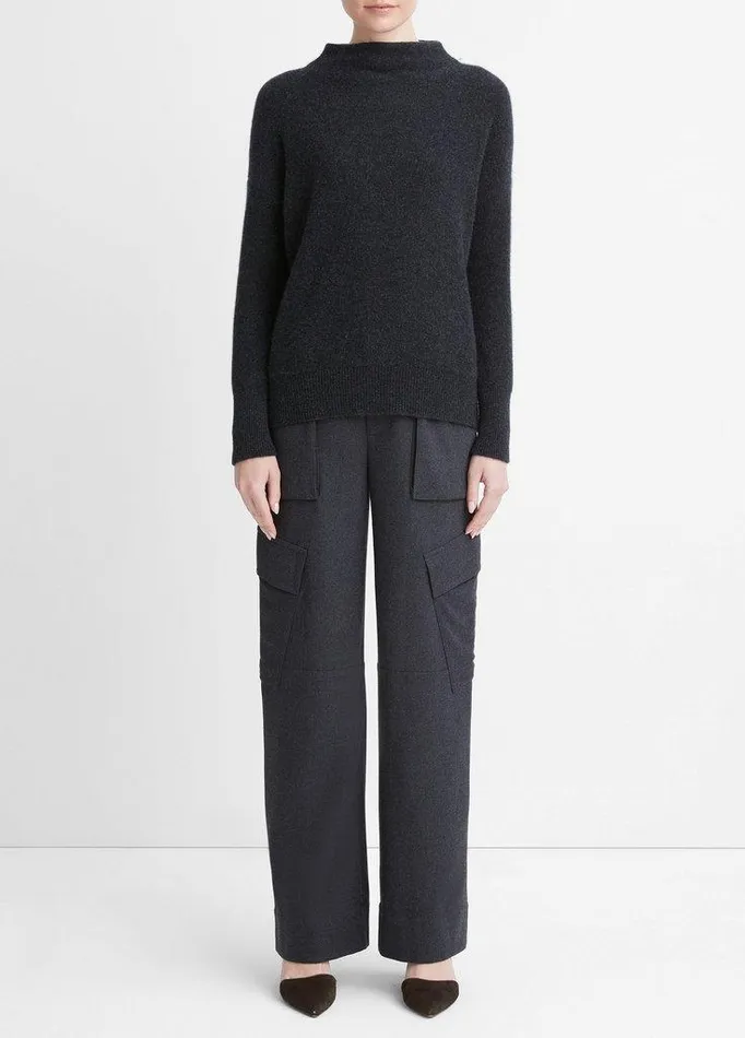 Sweaters Women Vince Plush Cashmere Funnel Neck Sweater Heather Charcoal