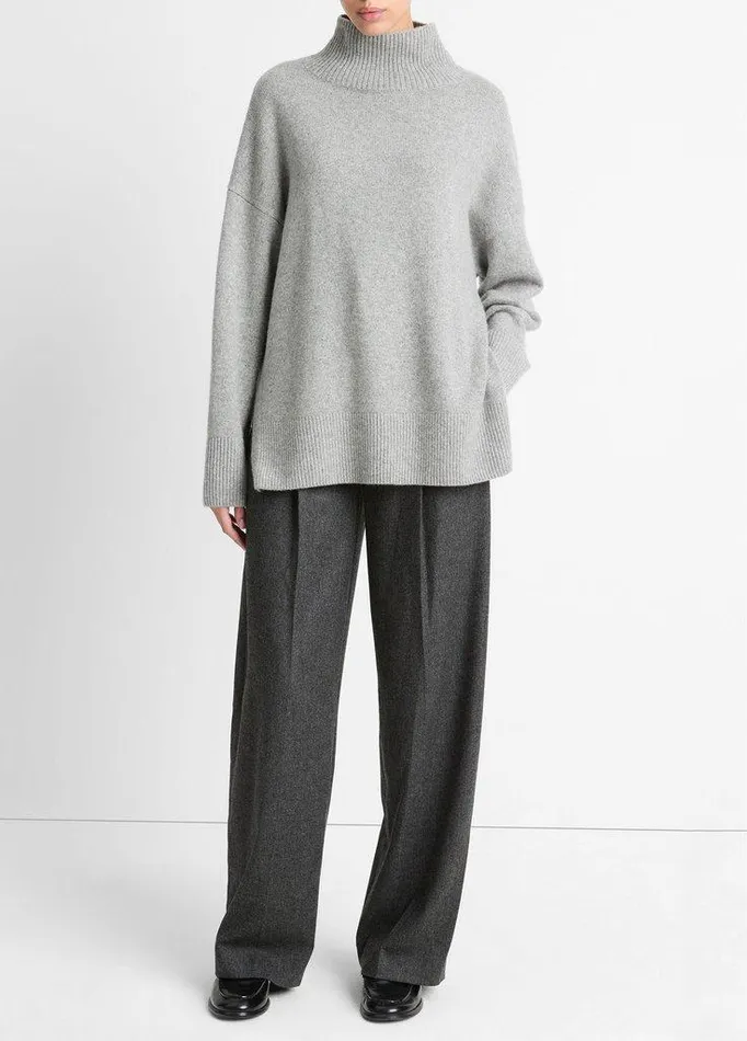 Sweaters Women Vince WoolCashmere DropShoulder Turtleneck Sweater Heather Silver Dust Sweaters Women Vince WoolCashmere DropShoulder Turtleneck Sweater Heather Silver Dust