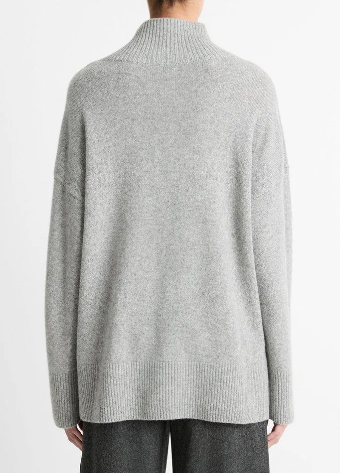 Sweaters Women Vince WoolCashmere DropShoulder Turtleneck Sweater Heather Silver Dust
