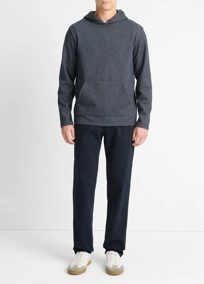 Sweatshirts and Hoodies Men Vince Crosshatch Birdseye CottonBlend Hoodie Coastalmedium Heather Grey