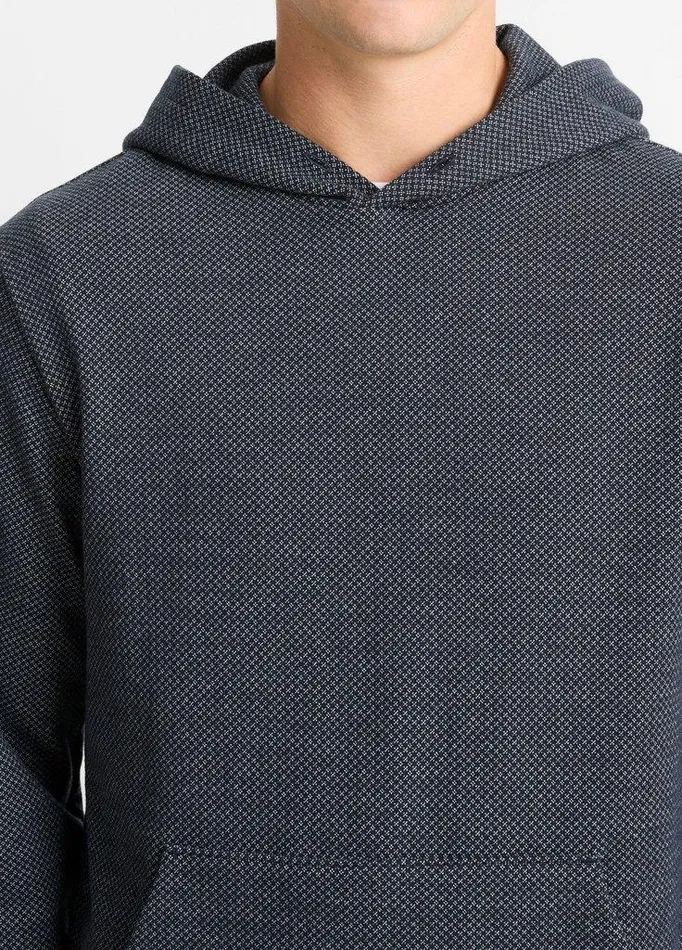 Sweatshirts and Hoodies Men Vince Crosshatch Birdseye CottonBlend Hoodie Coastalmedium Heather Grey