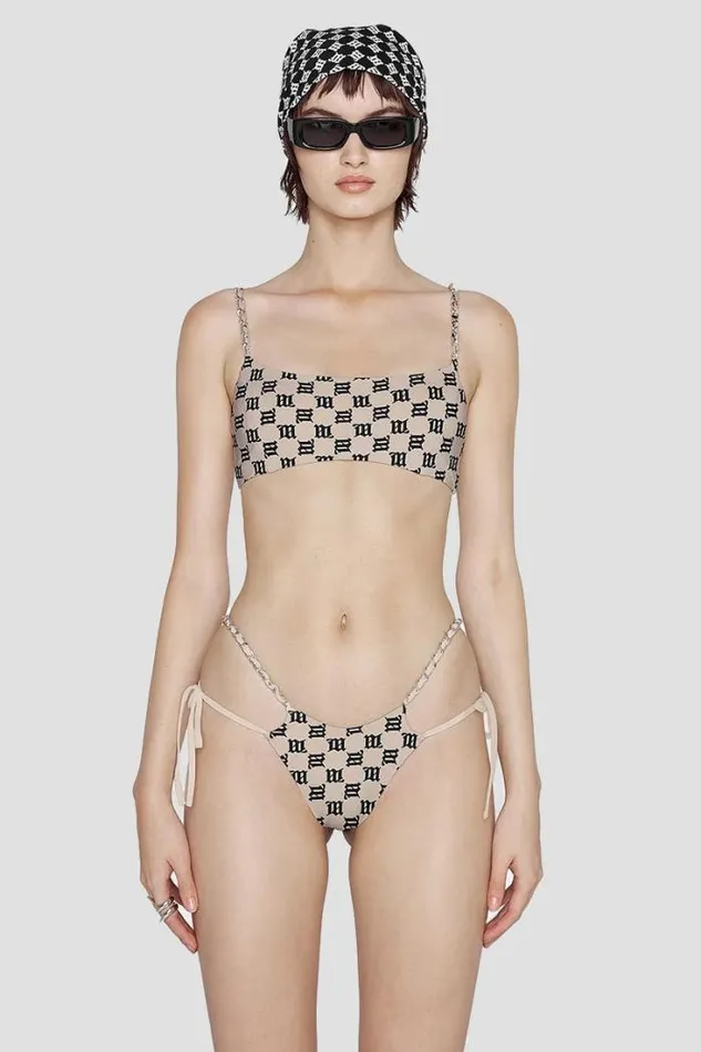 Swim Chain Monogram Bikini Bottoms Beige Women MISBHV Swimwear