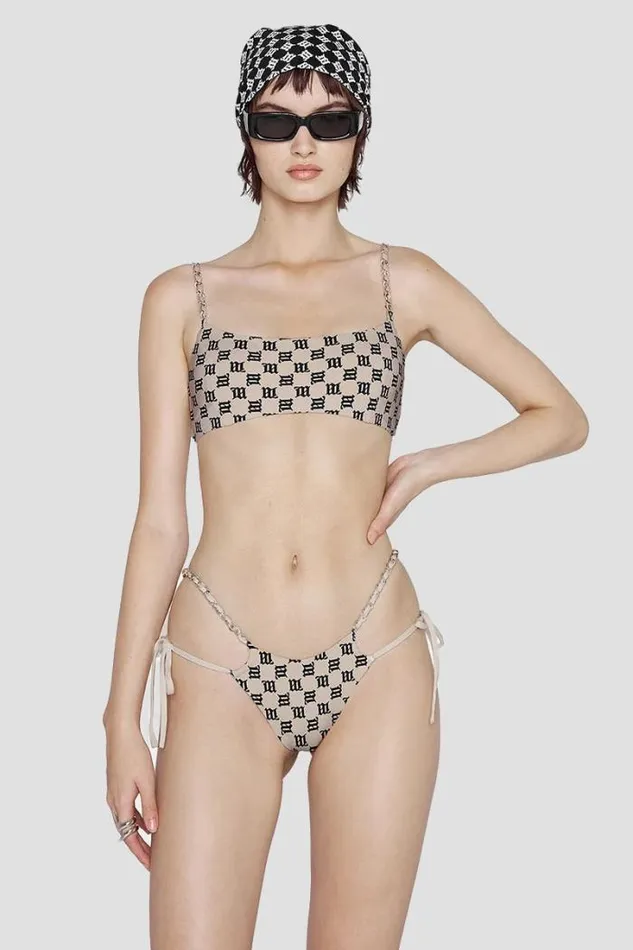 Swim Chain Monogram Bikini Bottoms Beige Women MISBHV Swimwear