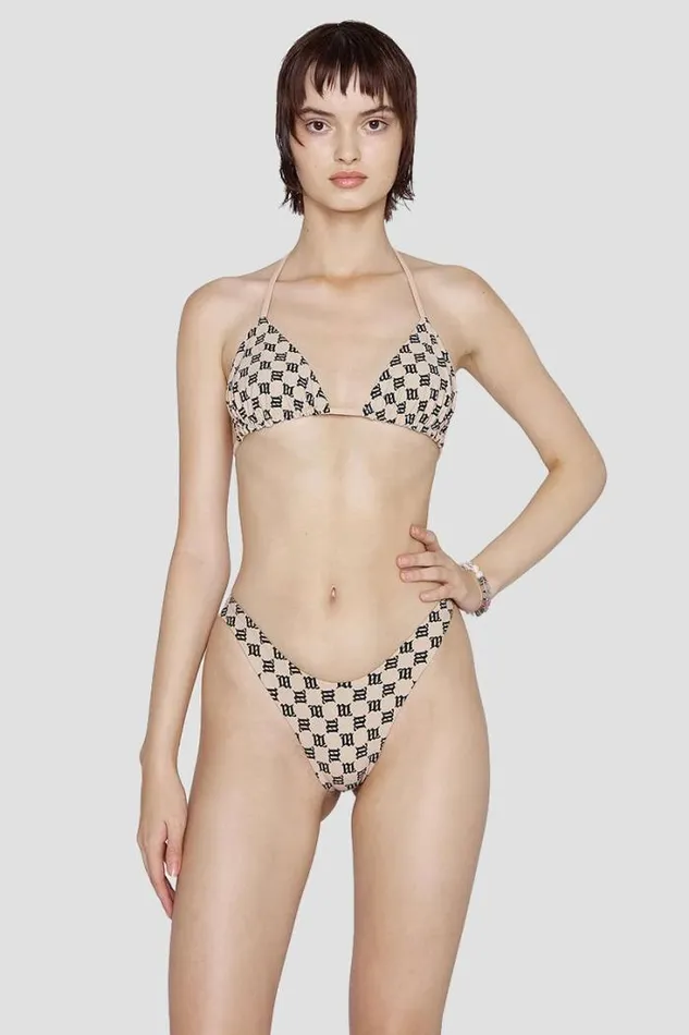 Swim Monogram Bikini Bra Beige Women MISBHV Swimwear
