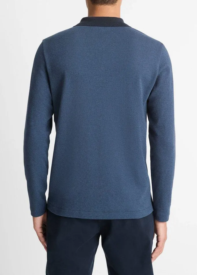 TShirts and Polos Men Vince Bicolor Rib CottonBlend JohnnyCollar Shirt Beluga Bluecoastal TShirts and Polos Men Vince Bicolor Rib CottonBlend JohnnyCollar Shirt Beluga Bluecoastal