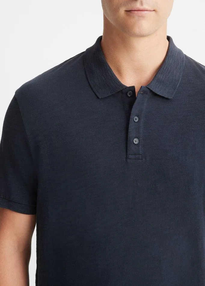 TShirts and Polos Men Vince Classic Slub Polo Shirt Coastal Blue TShirts and Polos Men Vince Classic Slub Polo Shirt Coastal Blue