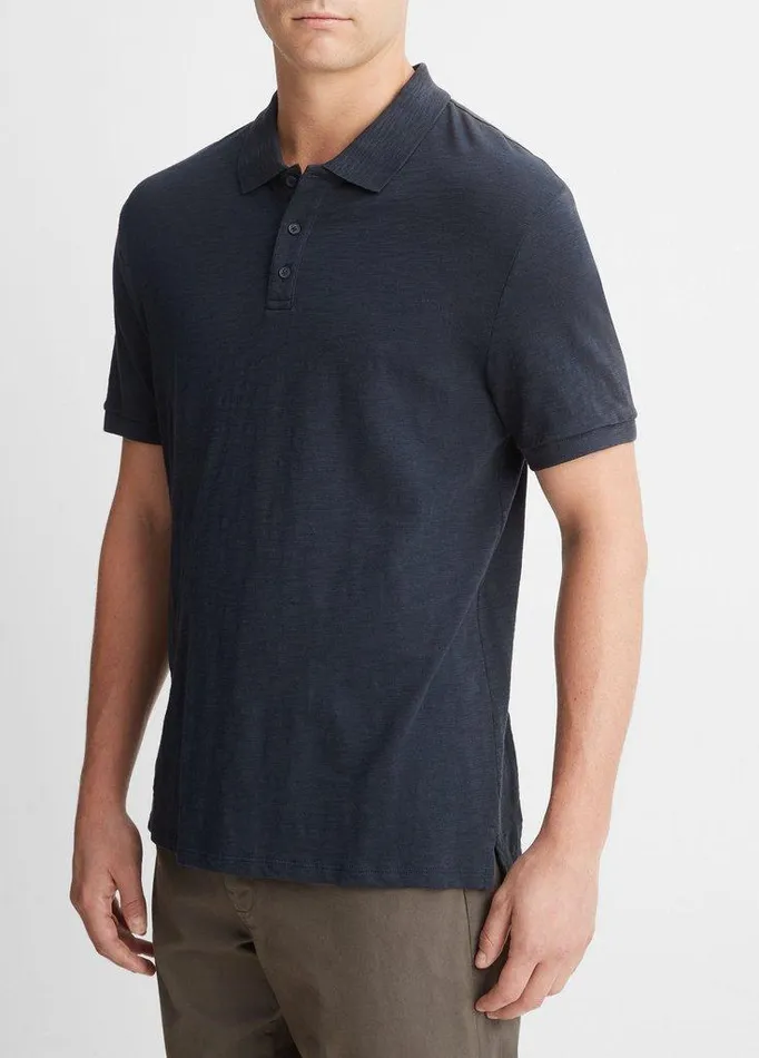 TShirts and Polos Men Vince Classic Slub Polo Shirt Coastal Blue TShirts and Polos Men Vince Classic Slub Polo Shirt Coastal Blue