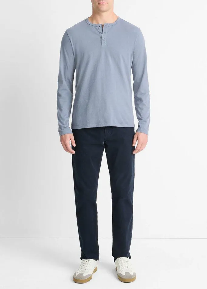 TShirts and Polos Men Vince Garment Dye Cotton LongSleeve Henley Washed Evening Mist TShirts and Polos Men Vince Garment Dye Cotton LongSleeve Henley Washed Evening Mist
