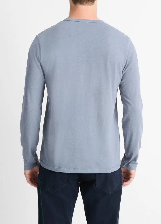 TShirts and Polos Men Vince Garment Dye Cotton LongSleeve Henley Washed Evening Mist