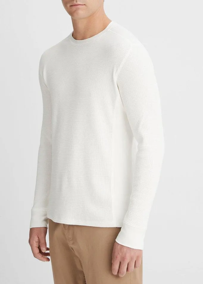 TShirts and Polos Men Vince Thermal Long Sleeve Crew Neck Pullover Off White TShirts and Polos Men Vince Thermal Long Sleeve Crew Neck Pullover Off White