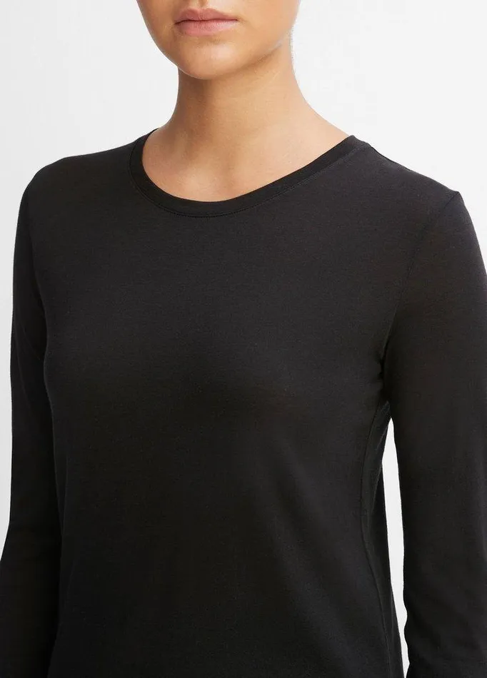 TShirts Women Vince Essential Long Sleeve Crew Neck TShirt Black