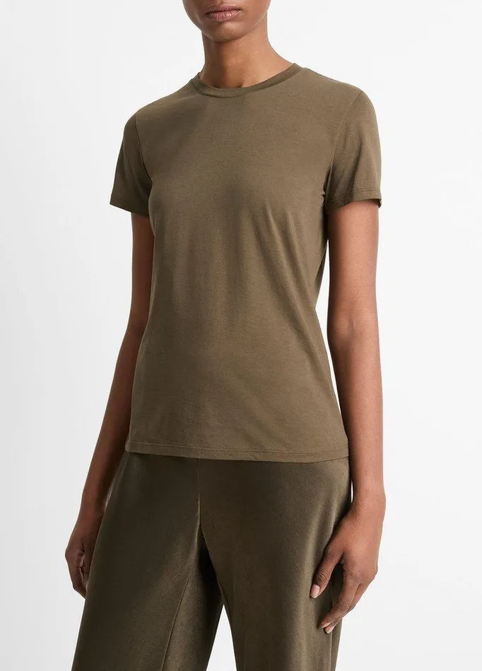 TShirts Women Vince Essential Pima Cotton Crew Neck TShirt Vine TShirts Women Vince Essential Pima Cotton Crew Neck TShirt Vine