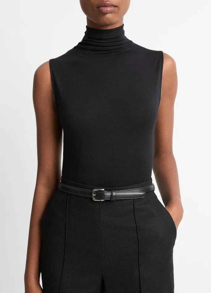 TShirts Women Vince Sleeveless Turtleneck Black TShirts Women Vince Sleeveless Turtleneck Black