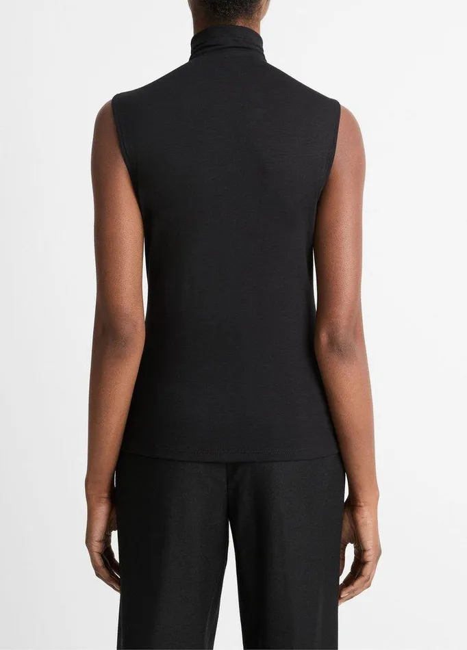 TShirts Women Vince Sleeveless Turtleneck Black TShirts Women Vince Sleeveless Turtleneck Black