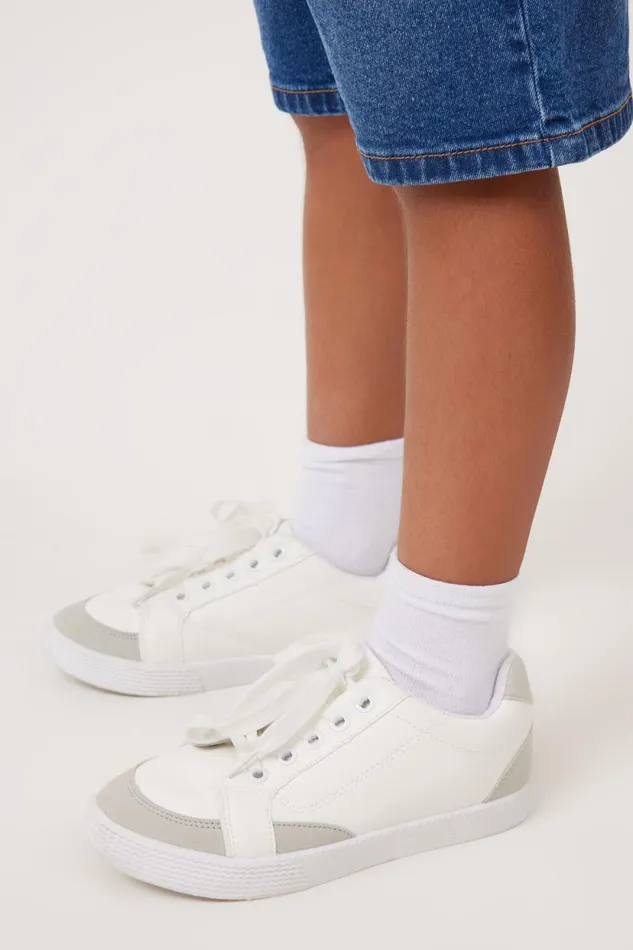 Teddy Classic Trainer Whitegrey Nubuck GirlsBoys Cotton On Sneakers