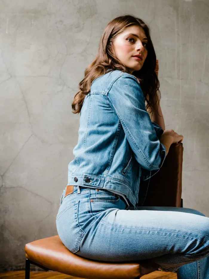 The Bailey Classic Jacket Light Blue Wash Women Coats and Jackets Able
