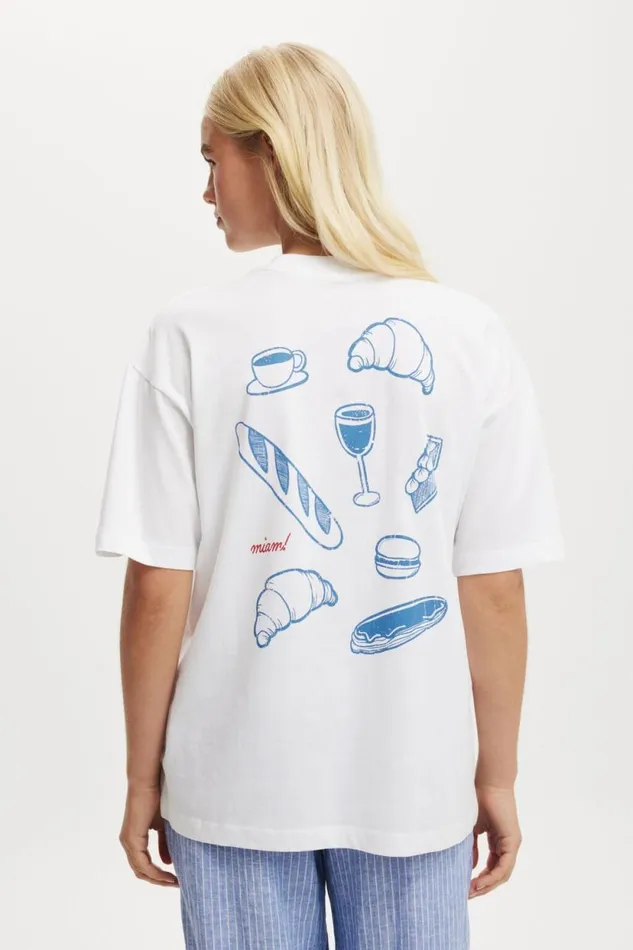 The Boxy Graphic Tee Restaurant De Pierre White Women Cotton On Tops