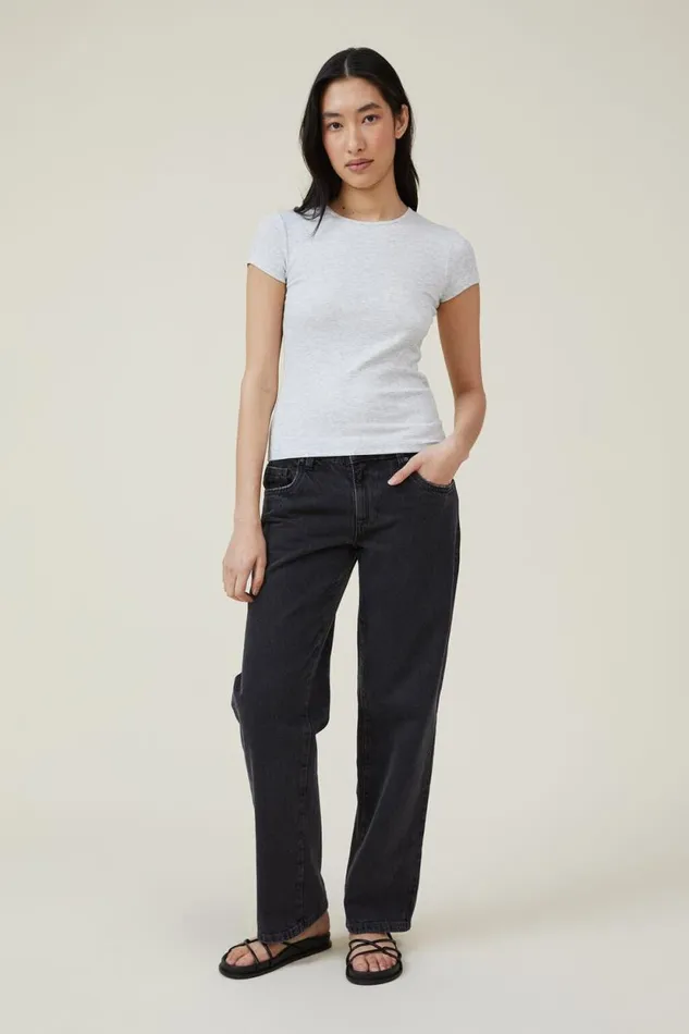 The One Organic Rib Crew Short Sleeve Tee Light Grey Marle Women Cotton On Tops The One Organic Rib Crew Short Sleeve Tee Light Grey Marle Women Cotton On Tops