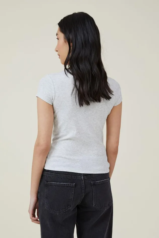 The One Organic Rib Crew Short Sleeve Tee Light Grey Marle Women Cotton On Tops The One Organic Rib Crew Short Sleeve Tee Light Grey Marle Women Cotton On Tops