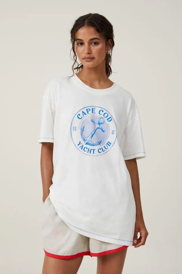 The Oversized Graphic Tee Cape Codvintage White Women Cotton On Tops