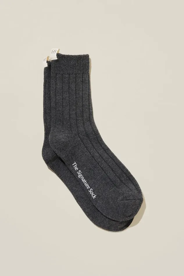 The Signature Crew Sock Charcoal Marle Women Cotton On Socks