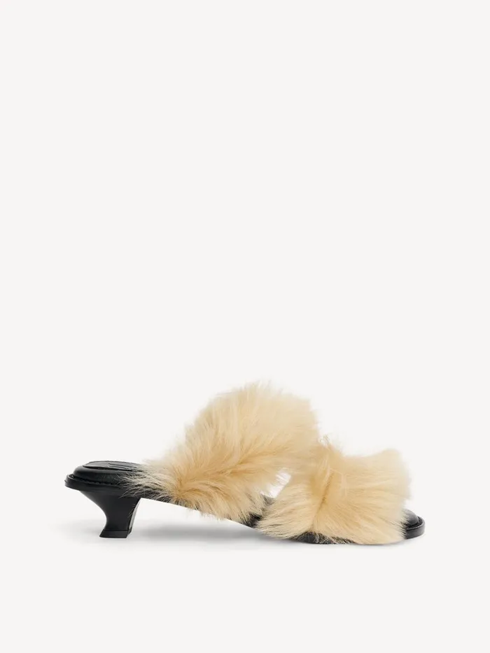 Tianna Shearling Sandals Oyster Gray Women By Malene Birger Shoes
