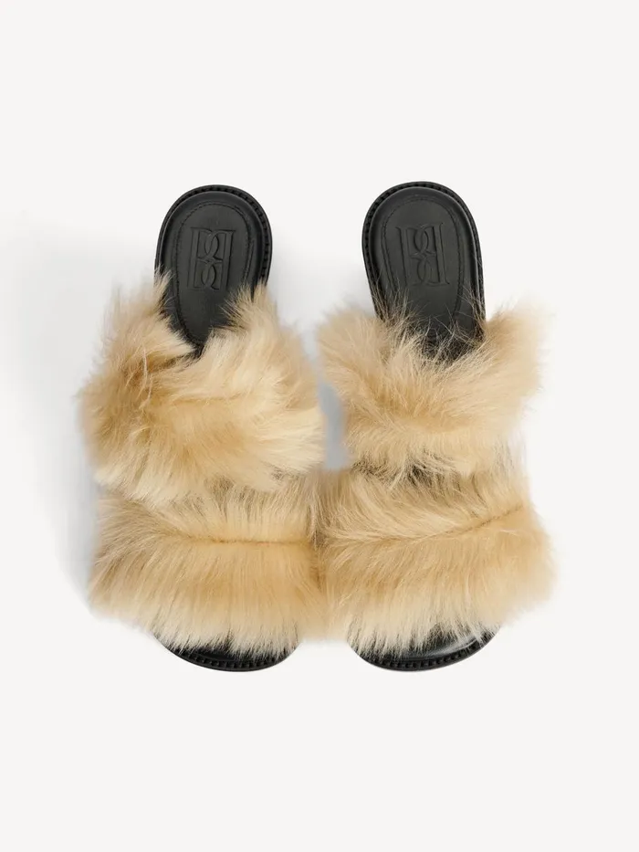 Tianna Shearling Sandals Oyster Gray Women By Malene Birger Shoes