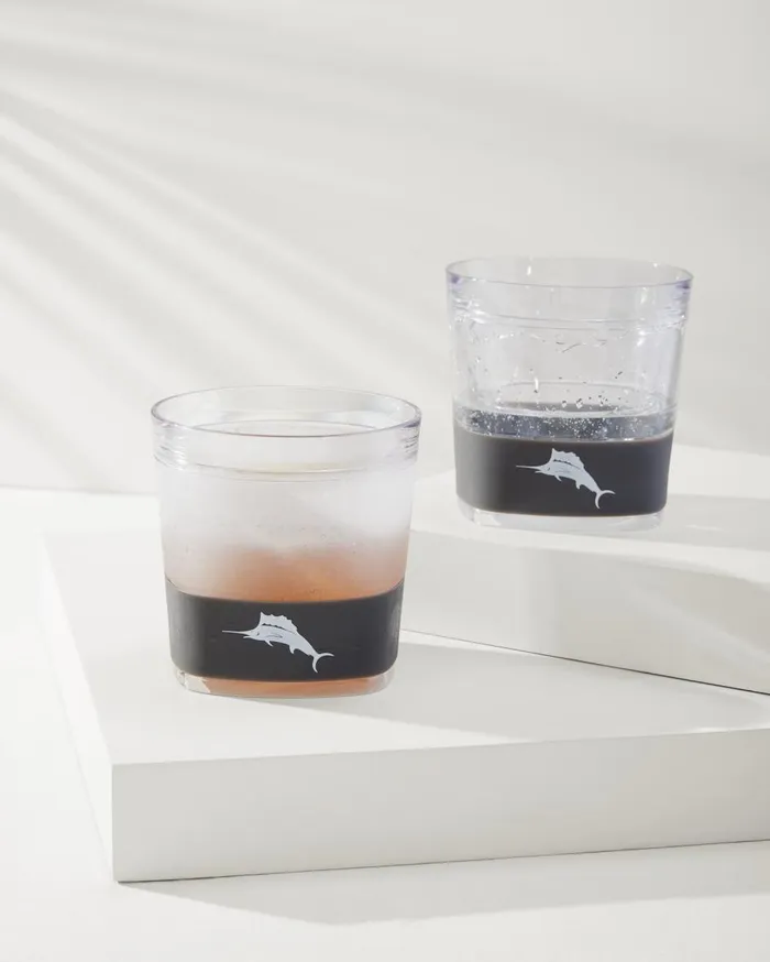 Tommy Bahama 12oz Margarita FREEZE Cooling Cups Set Of 2 Grey Beach and Home Beach Accessories