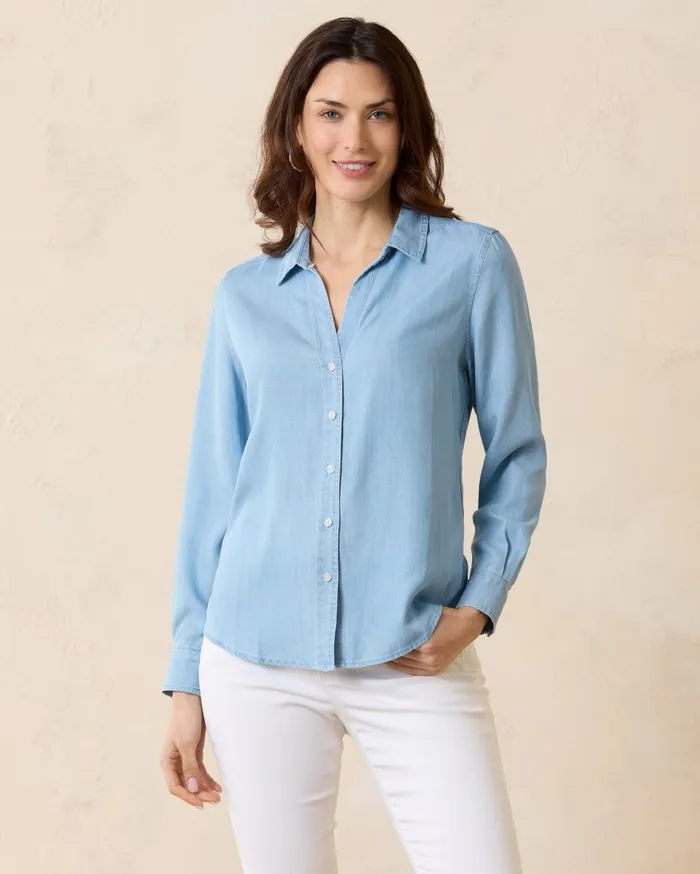 Tommy Bahama Agua Amara Orchid Dreams LongSleeve Peasant Top Sleepy Violet Women Tops and Shirts