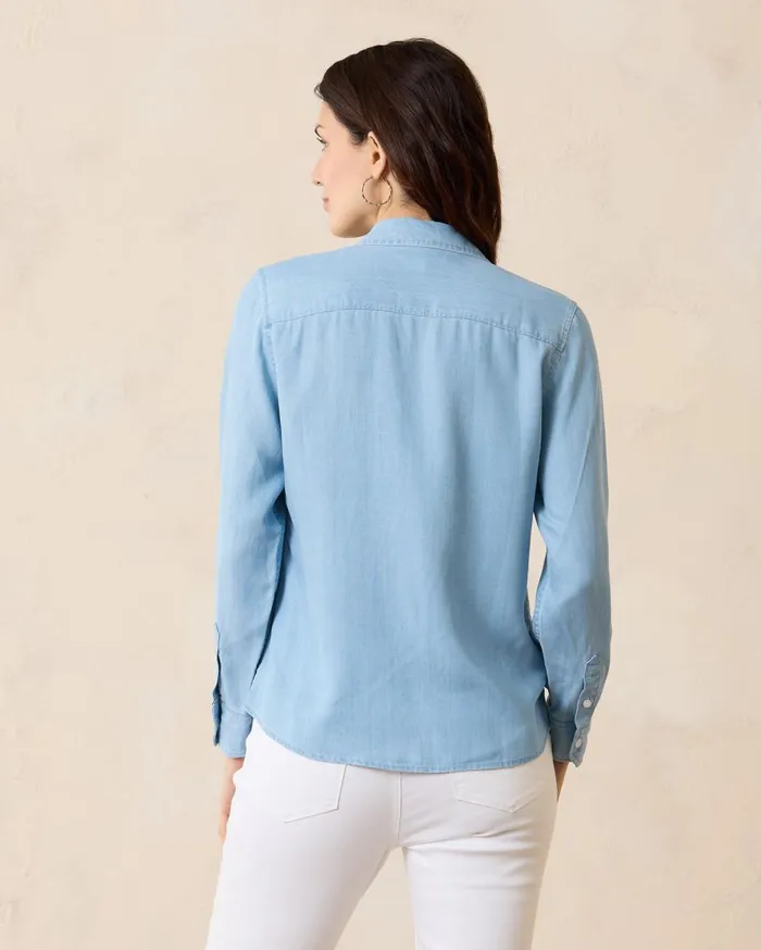 Tommy Bahama Agua Amara Orchid Dreams LongSleeve Peasant Top Sleepy Violet Women Tops and Shirts