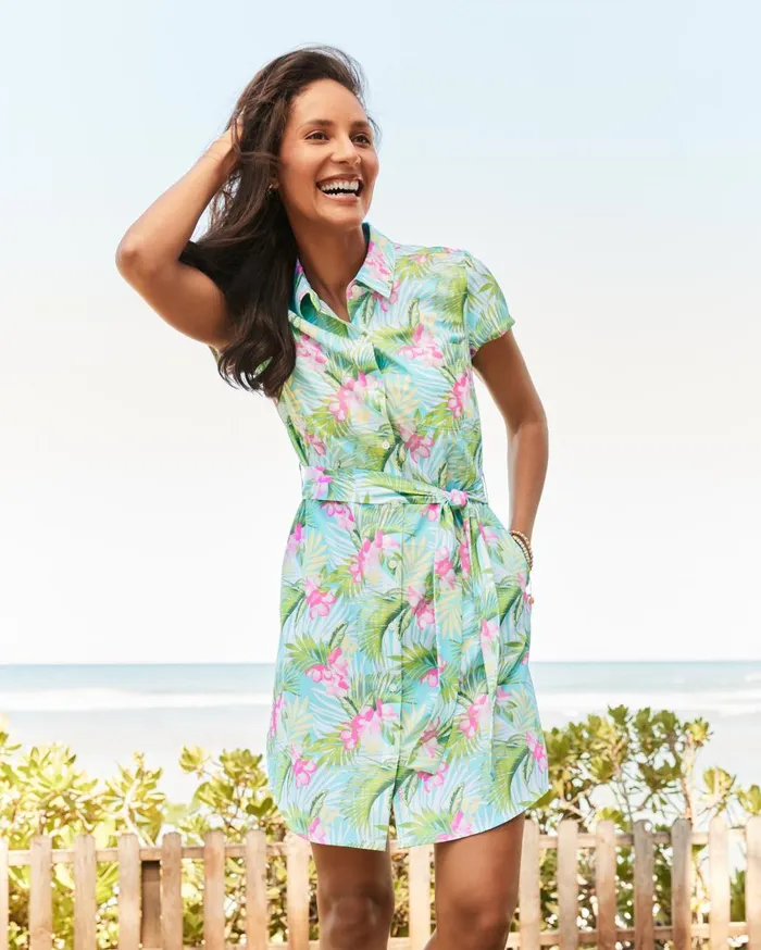 Tommy Bahama Bahama Coast Jungle Royale IslandZone Shirt Dress Miami Women Dresses