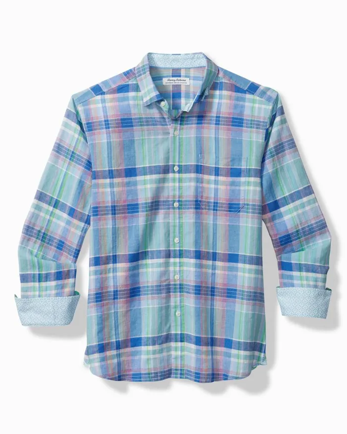 Tommy Bahama Barbados Breeze Villa Check StretchLinen Shirt Hummingbird Blue Men Shirts Tommy Bahama Barbados Breeze Villa Check StretchLinen Shirt Hummingbird Blue Men Shirts