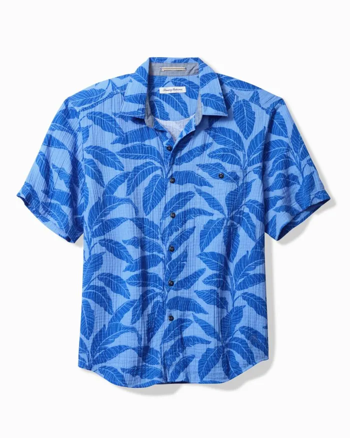 Tommy Bahama Beachside Cotton Azul Fronds ShortSleeve Shirt Blue Muscari Men Shirts