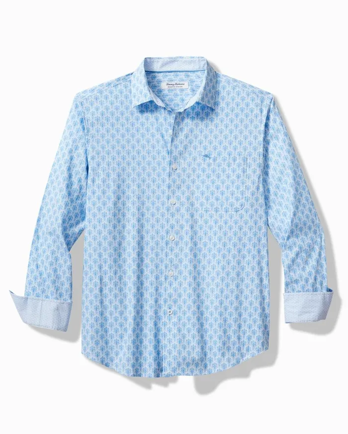 Tommy Bahama Big and Tall Sarasota Stretch Palm Tiles IslandZone Shirt Palace Blue Big and Tall Shirts Tommy Bahama Big and Tall Sarasota Stretch Palm Tiles IslandZone Shirt Palace Blue Big and Tall Shirts
