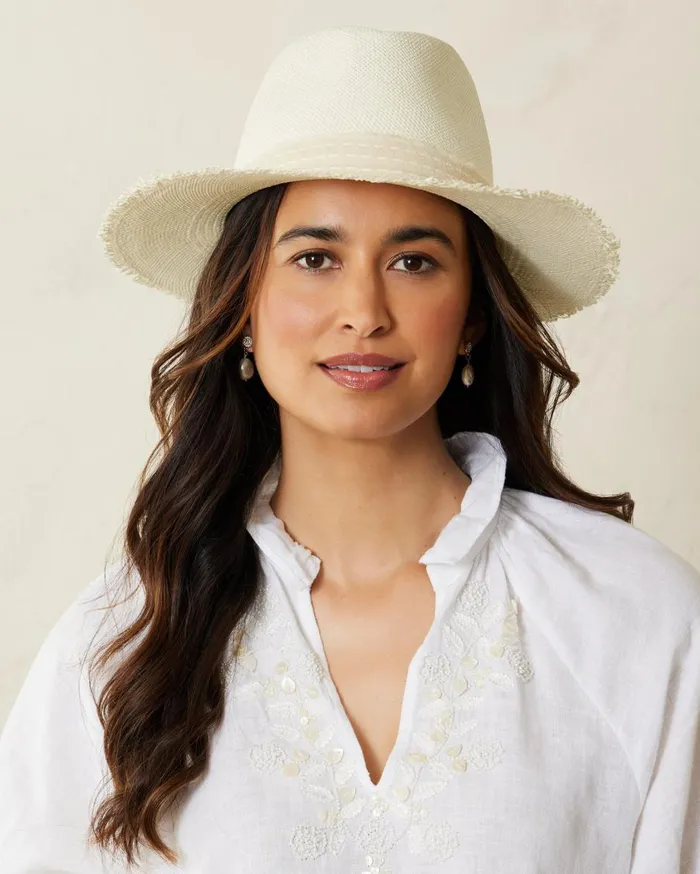 Tommy Bahama Crochet Raffia Fedora Hat Natural Women Hats and Caps