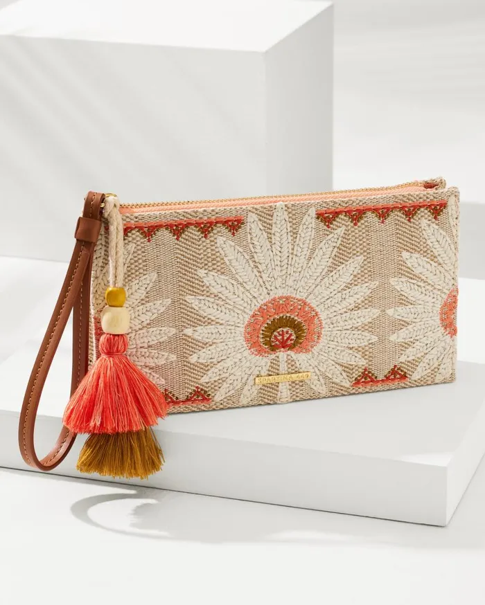 Tommy Bahama Embroidered Carina Seahorse Wristlet Light Blue Women Handbags and Clutches
