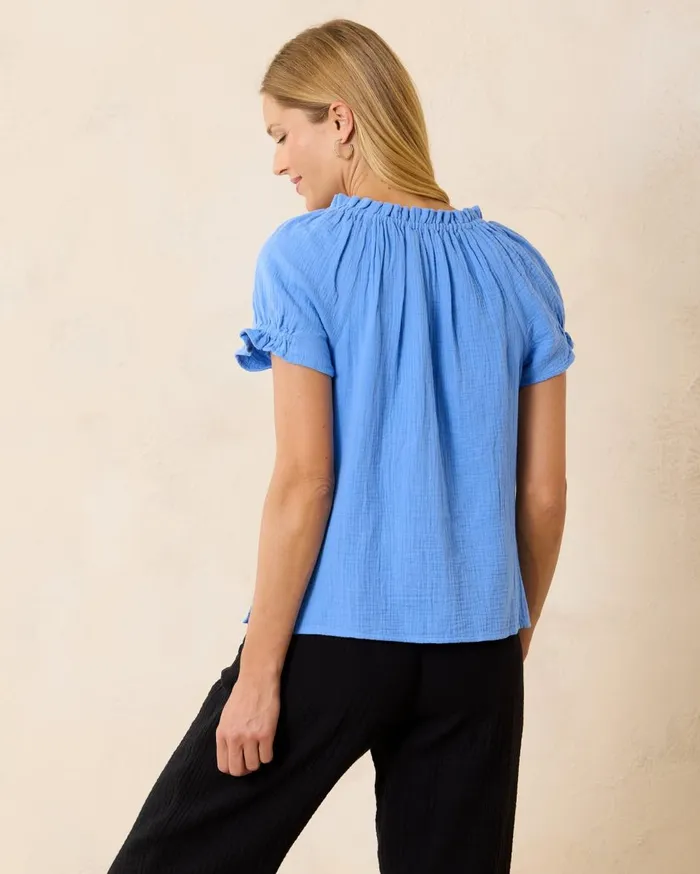 Tommy Bahama Island Gauze Daybreak Hibiscus ShortSleeve Top Blue Vault Women Tops and Shirts Tommy Bahama Island Gauze Daybreak Hibiscus ShortSleeve Top Blue Vault Women Tops and Shirts