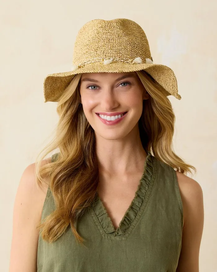 Tommy Bahama Jovanna Stripe Hat Florawhitegrigiosalmon Women Hats and Caps
