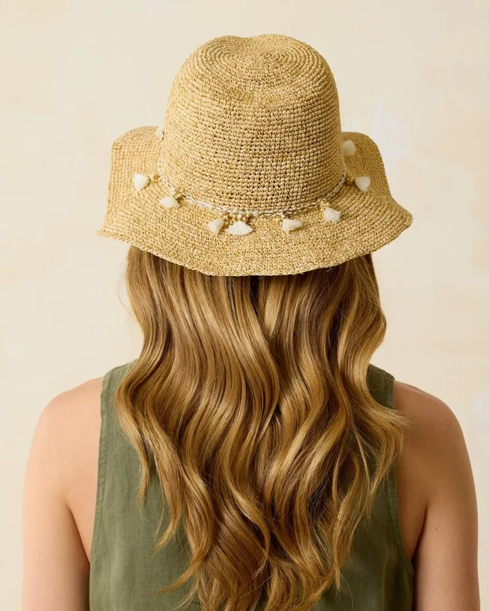 Tommy Bahama Jovanna Stripe Hat Florawhitegrigiosalmon Women Hats and Caps