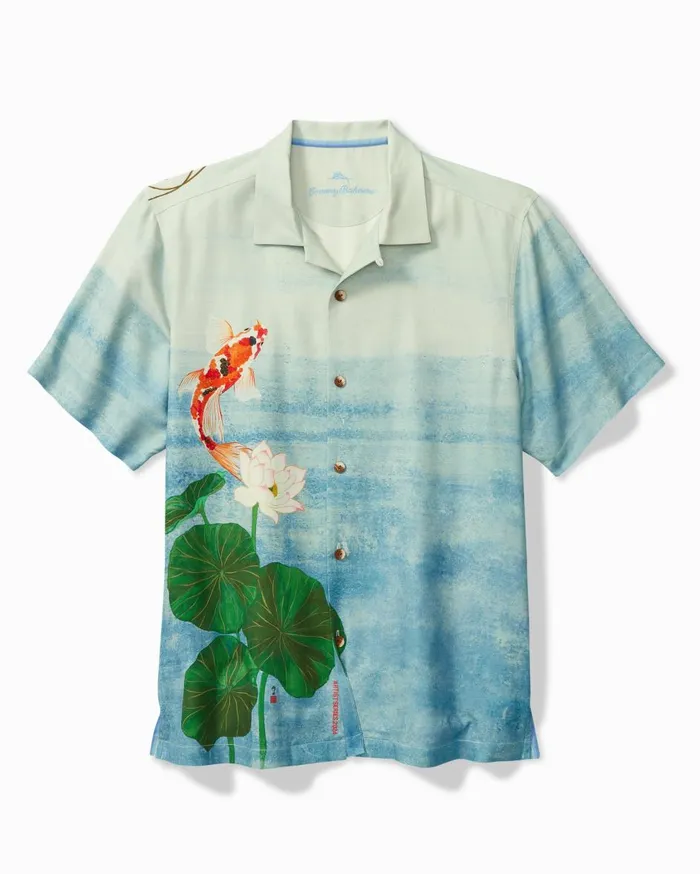 Tommy Bahama Kayo Koi Silk Camp Shirt Arroyo Blue Men Shirts
