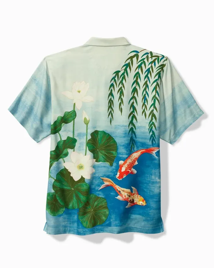 Tommy Bahama Kayo Koi Silk Camp Shirt Arroyo Blue Men Shirts