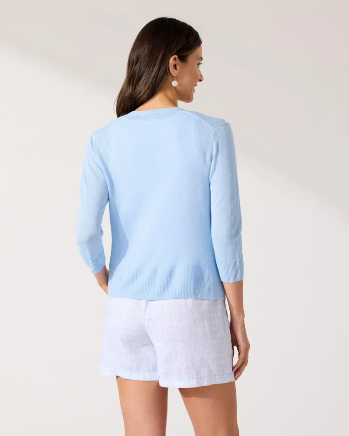 Tommy Bahama Lea Open Linen Cardigan White Women Sweaters