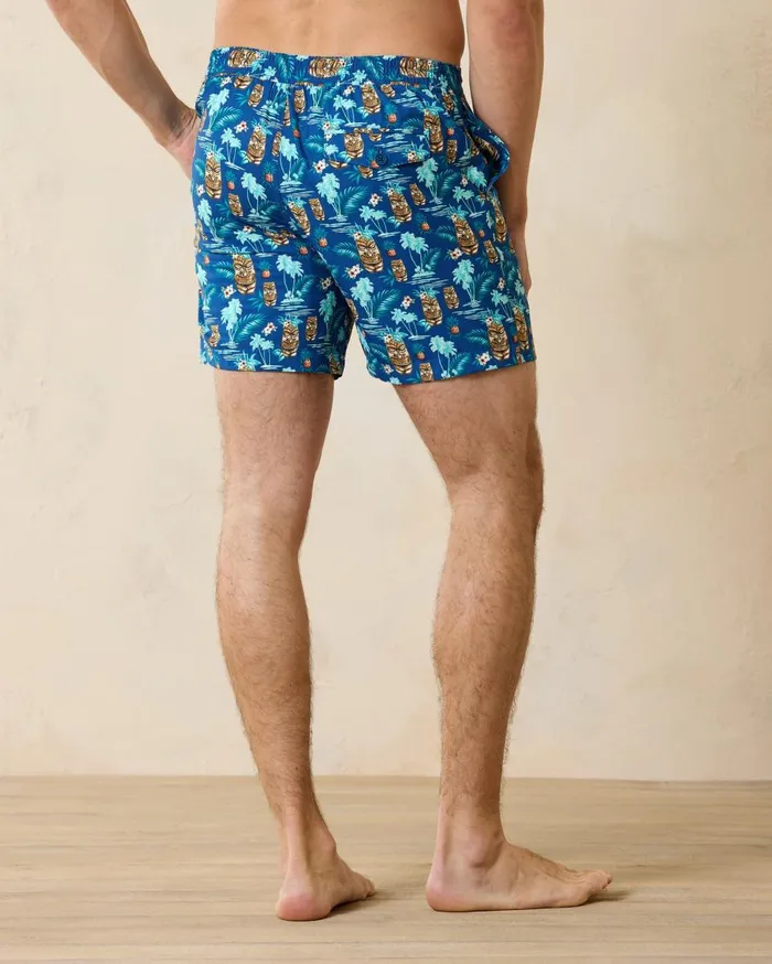 Tommy Bahama Naples Pom Palms 6Inch Swim Trunks Blue Allure Men Swim and Boardshorts