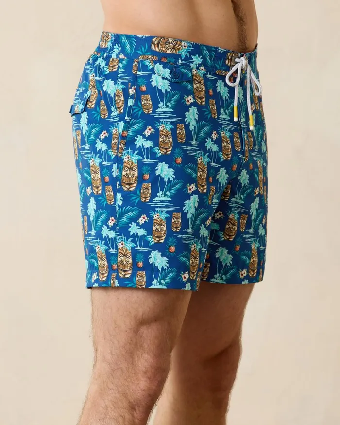 Tommy Bahama Naples Pom Palms 6Inch Swim Trunks Blue Allure Men Swim and Boardshorts