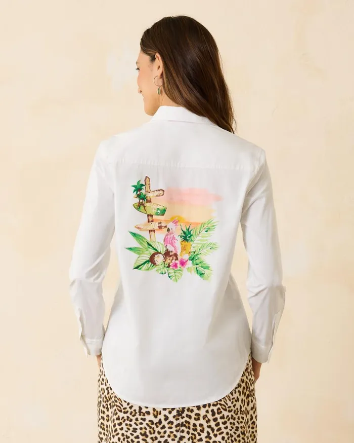 Tommy Bahama Ocean Adventure Embroidered LongSleeve Shirt White Women Tops and Shirts Tommy Bahama Ocean Adventure Embroidered LongSleeve Shirt White Women Tops and Shirts