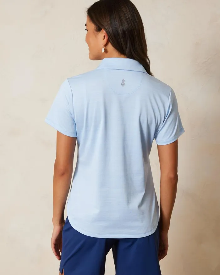 Tommy Bahama Palm Coast Floral Engineered IslandZone Polo Light Sky Women Tops and Shirts Tommy Bahama Palm Coast Floral Engineered IslandZone Polo Light Sky Women Tops and Shirts