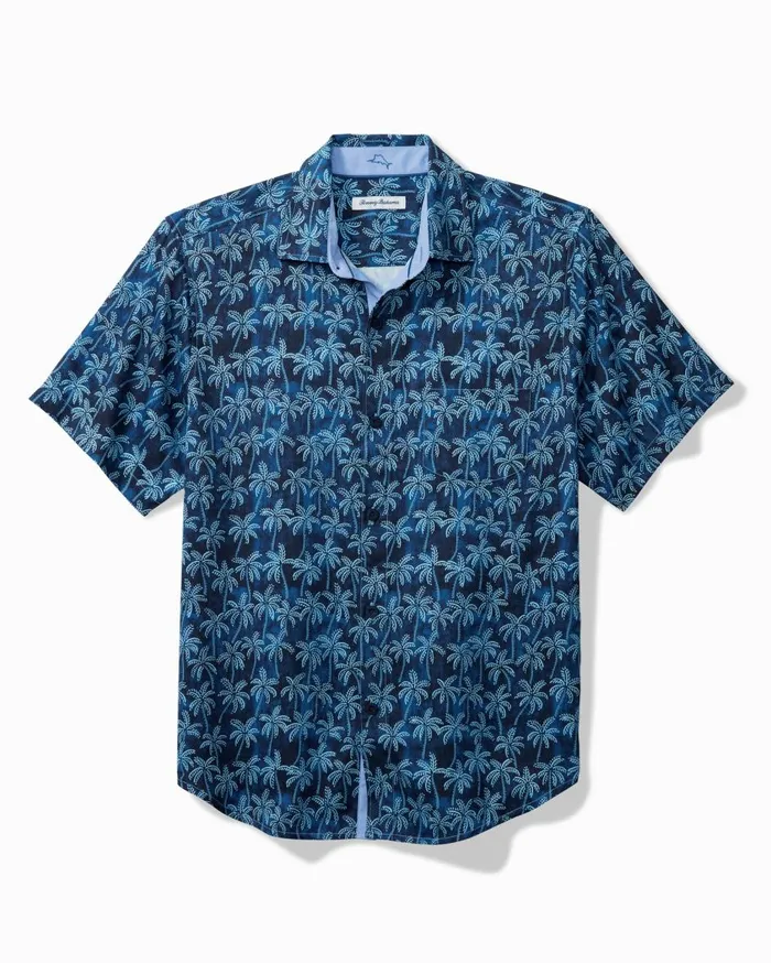 Tommy Bahama Paradise Palms IslandZone Camp Shirt Island Navy Men Shirts