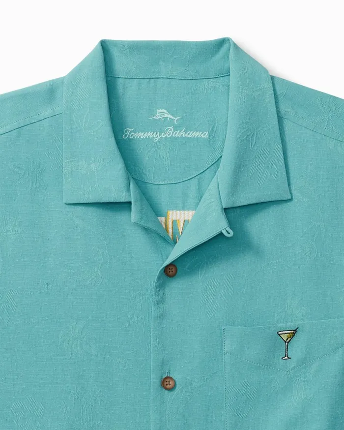 Tommy Bahama Retro Lounge Silk Camp Shirt Como Blue Men Shirts