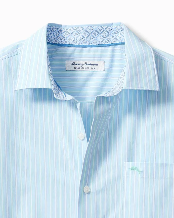 Tommy Bahama Sarasota Stretch Verde Stripe IslandZone Shirt Aqua Aloha Men Shirts Tommy Bahama Sarasota Stretch Verde Stripe IslandZone Shirt Aqua Aloha Men Shirts